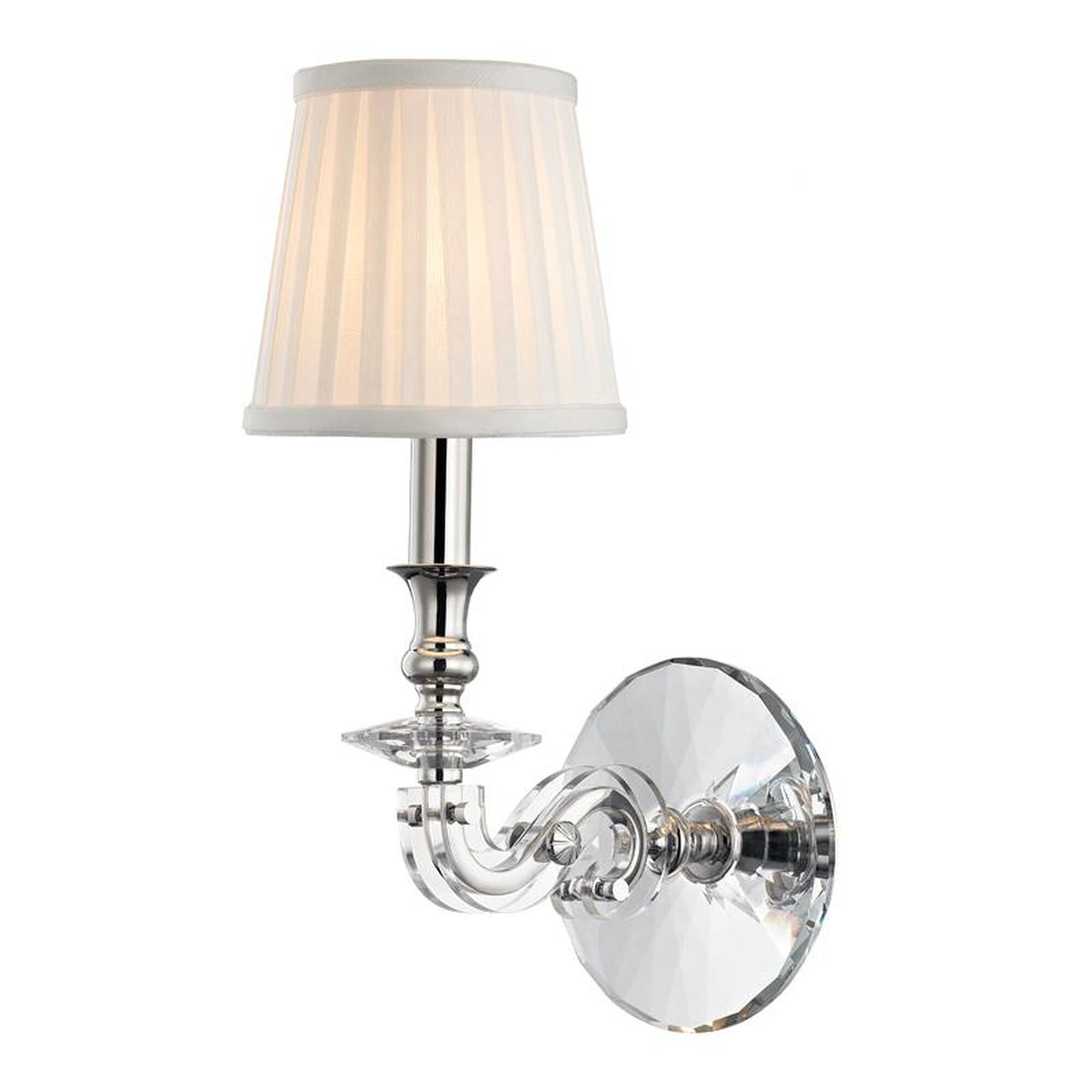 Shown in Polished Nickel finish and White Silk shade